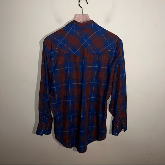 VNTG R BAR S plaid button up Pearl snap shirt  16-34 - Picture 5 of 5